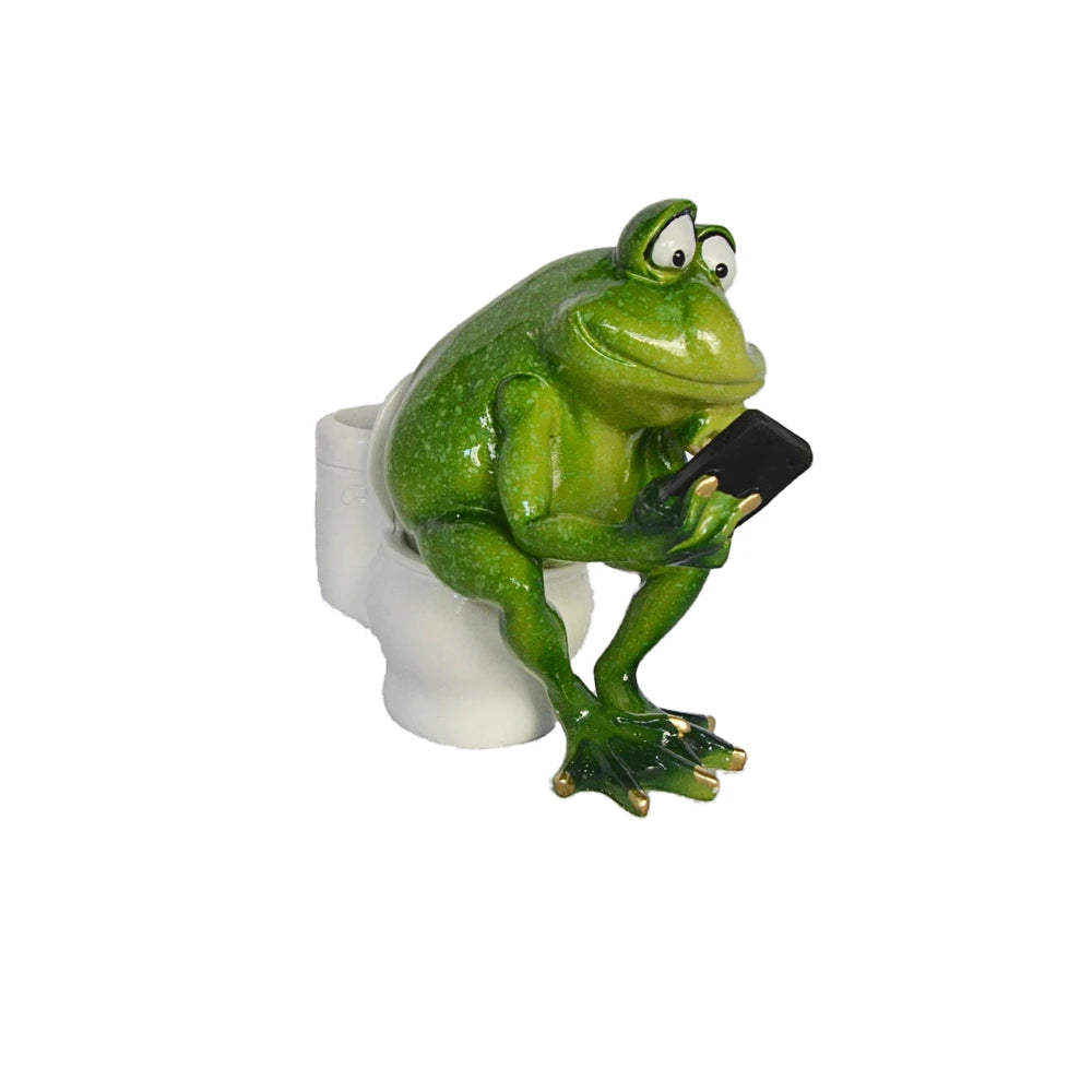 Resin Frog On Toilet Statue