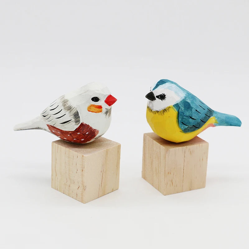 Hand-Carved Wooden Bird Figurine Ornament