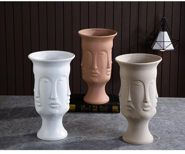 Nordic Human Face Ceramic Vase