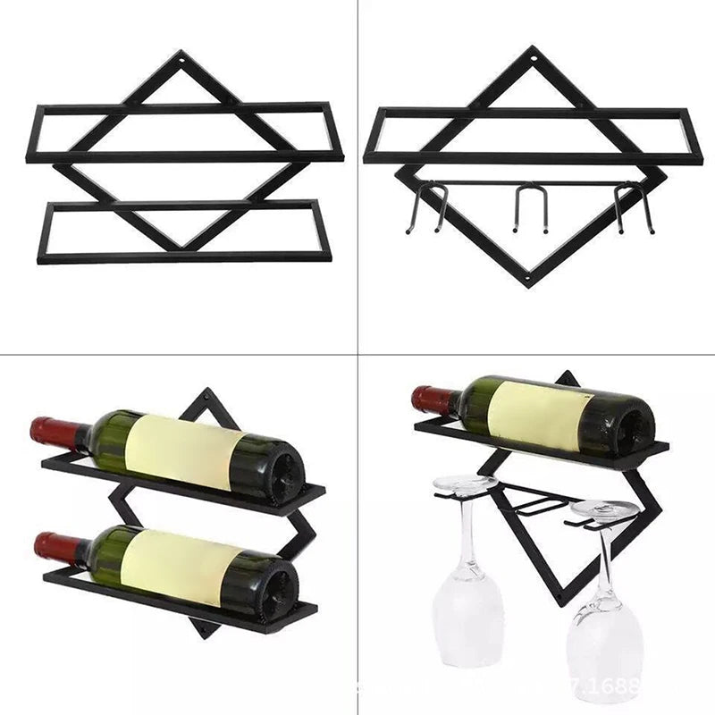 Wall-Mounted Wine and Goblet Rack