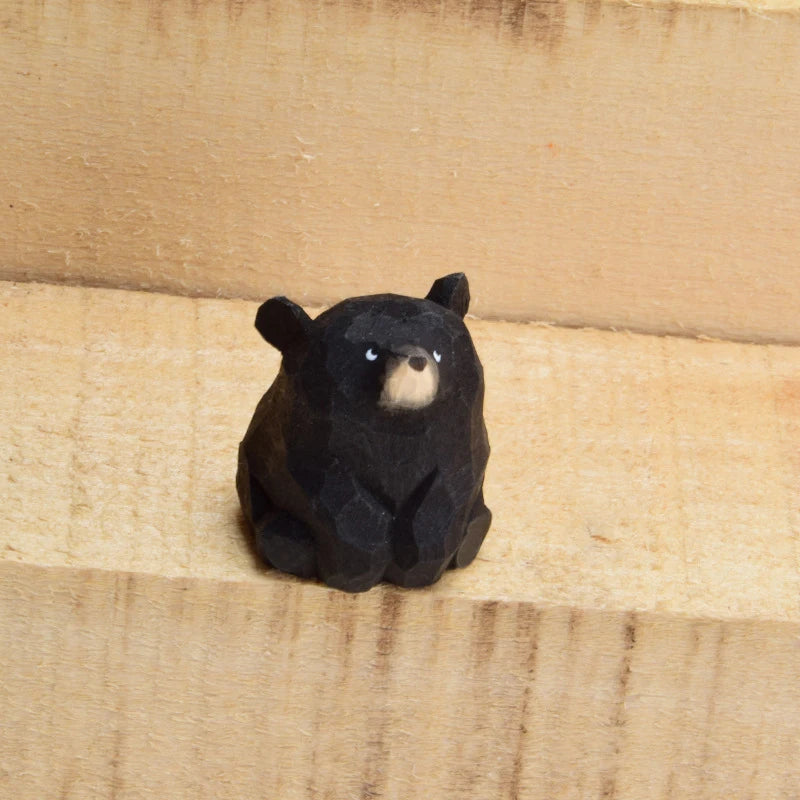 Mini Wood Carving Bear Figurines