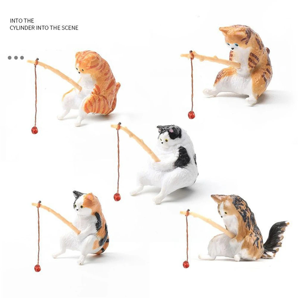 Cute Cats Fishing Figurine