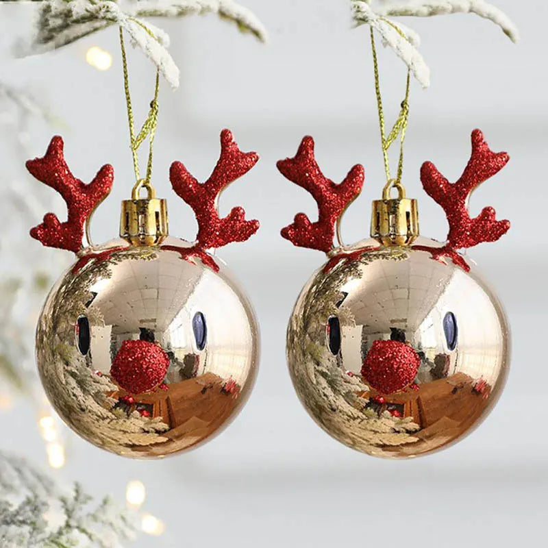 Set of 2 Elk Christmas Ball Ornaments