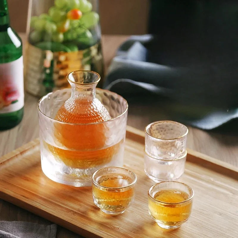 Japanese Shots And Sake Hammered Drinkware Set