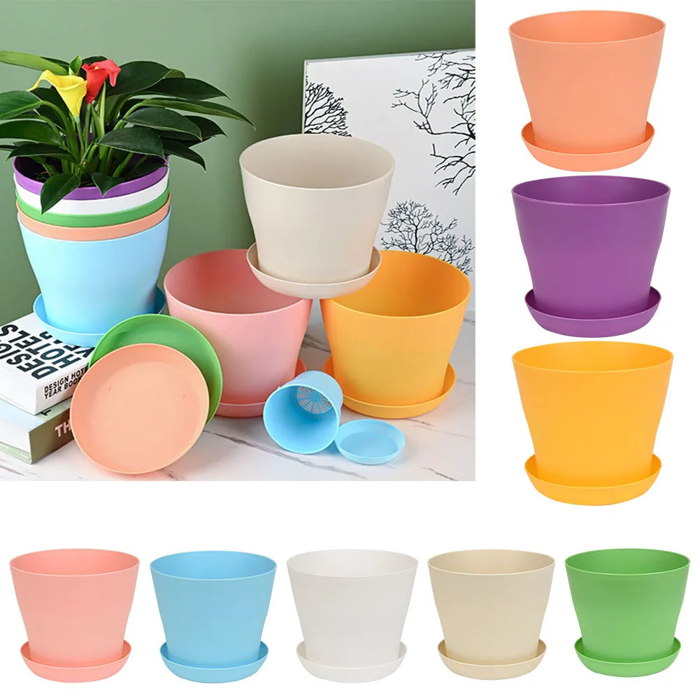 Resin Flower Pot with Tray