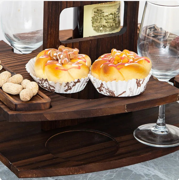 Wooden Wine and Glass Holder and Charcuterie Board