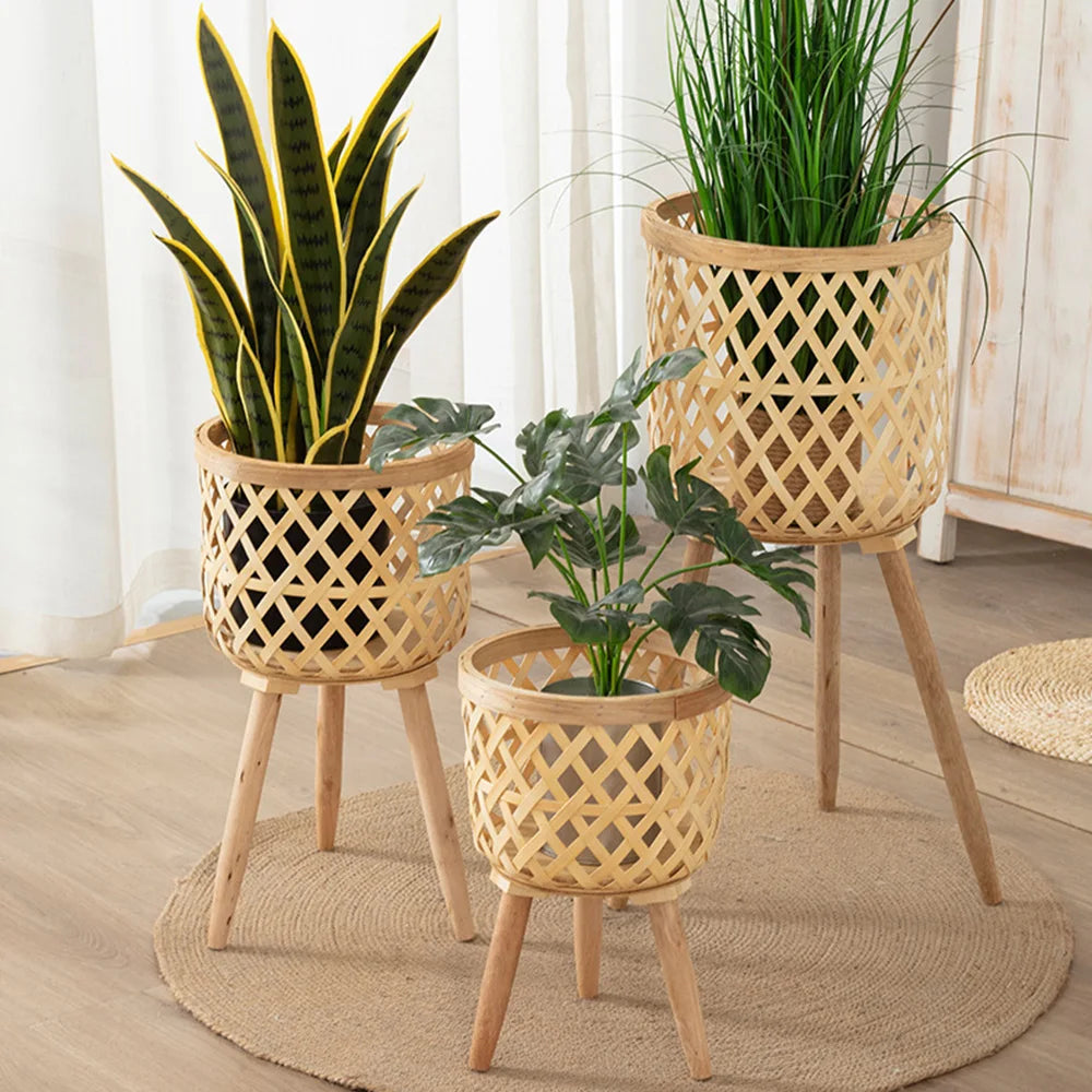 Handmade Bamboo Woven Flower Pot Stand