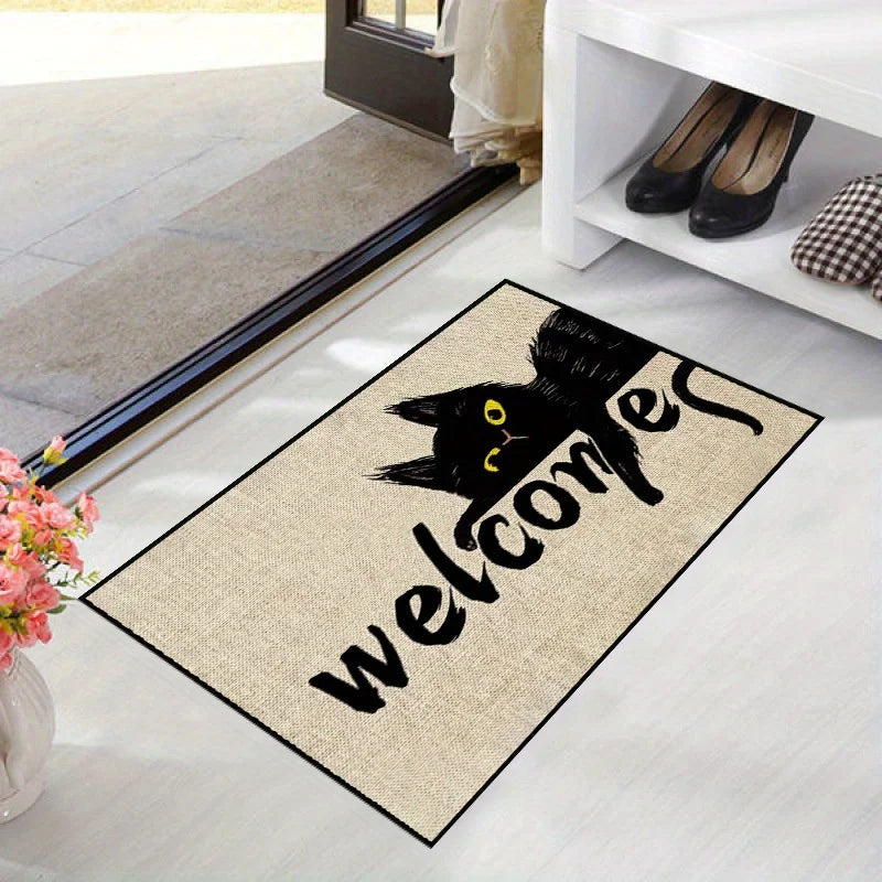 Cat Pattern Welcome Mat for Indoor or Outdoor Use