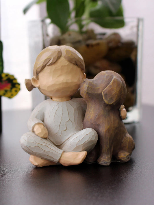 Celebrate the love between humans and pets with this resin girl-and-dog statue. Perfect for home or office decor, it’s a thoughtful gift for dog lovers and moms!