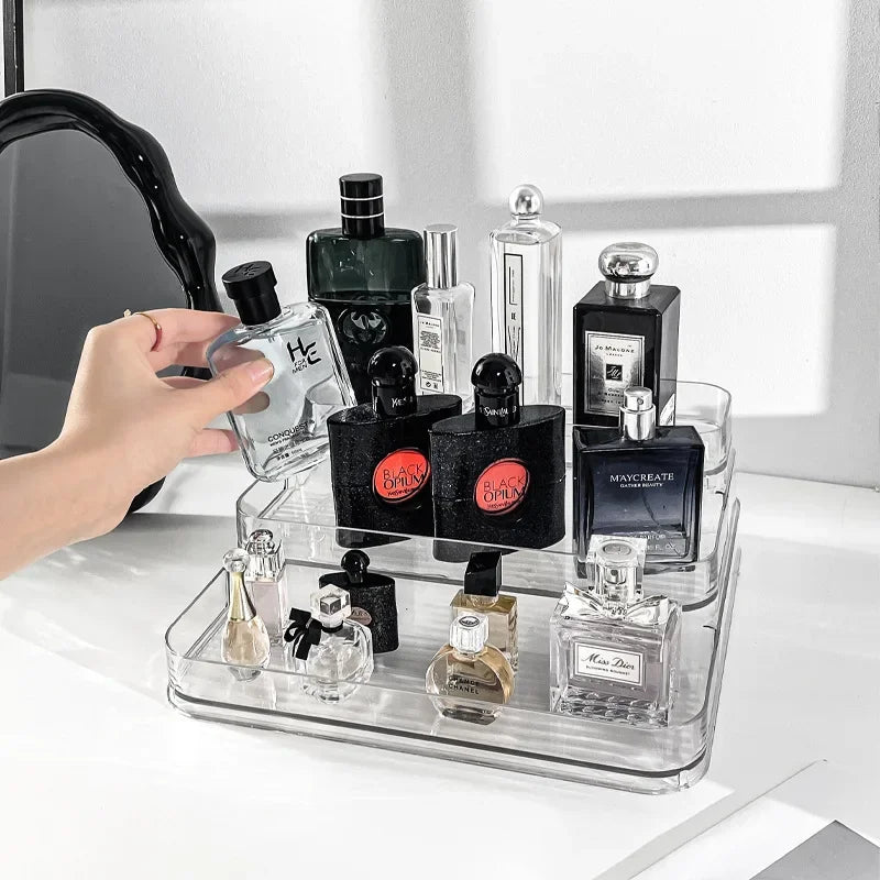 Acrylic Three-Layer Transparent Perfume Organizer Rack