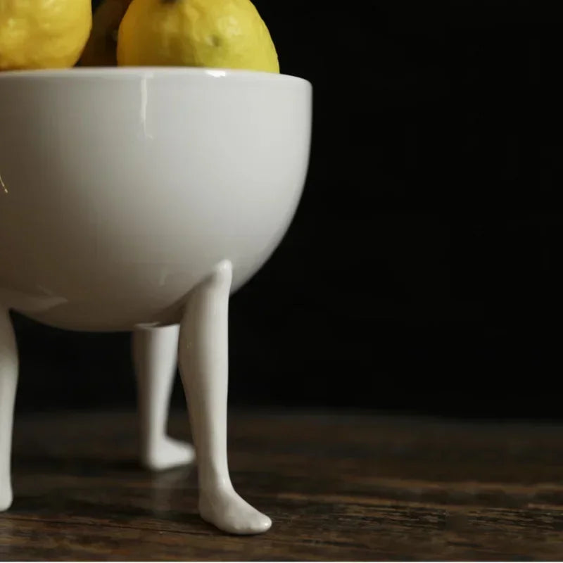 Abstract Human Legs Ceramic Porcelain Fruit Bowl