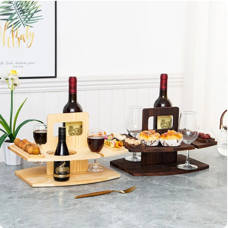 Wooden Wine and Glass Holder and Charcuterie Board