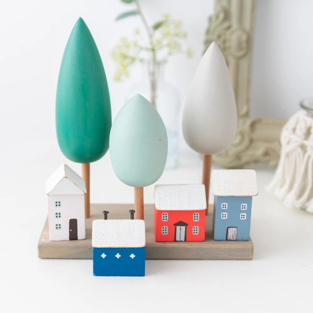 Miniature Wooden House Ornaments