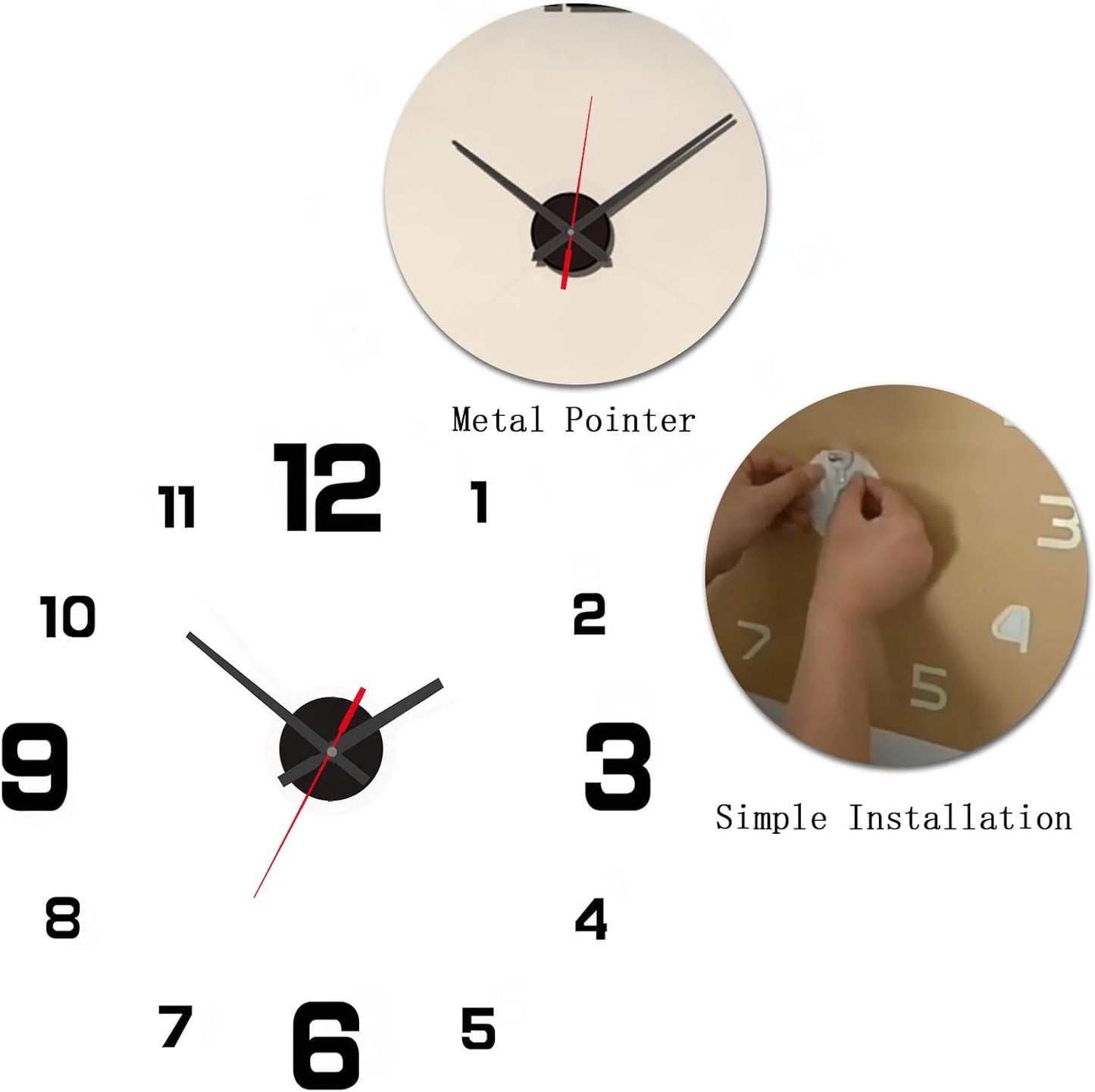 Frameless 3D Wall Clock Decor