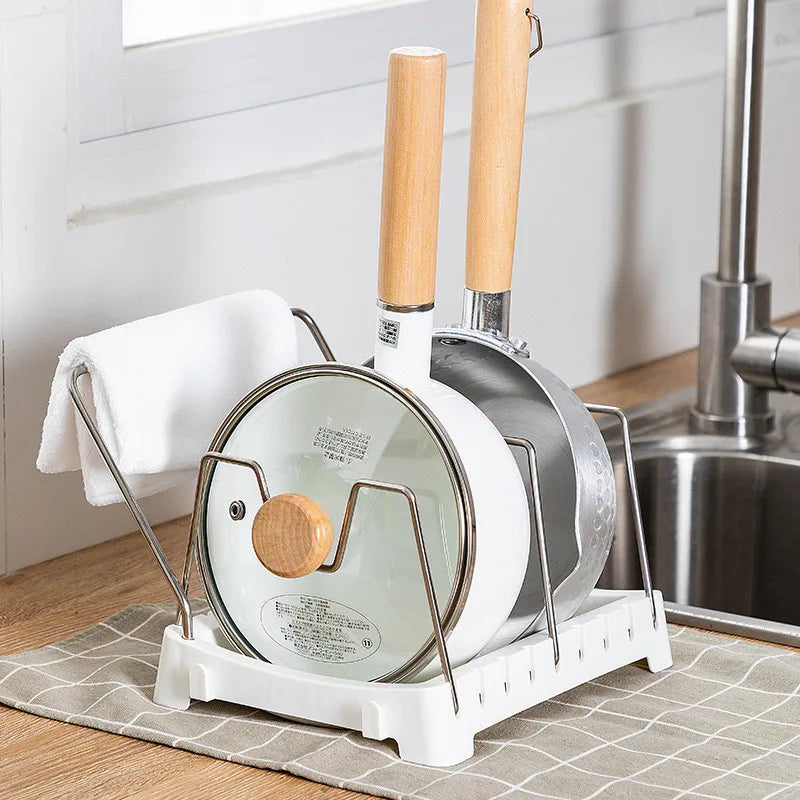 Keep your kitchen cabinets organized with our Stainless Steel Kitchen Cabinet Organizer. Store pot lids and more with ease in this durable, space-saving solution.