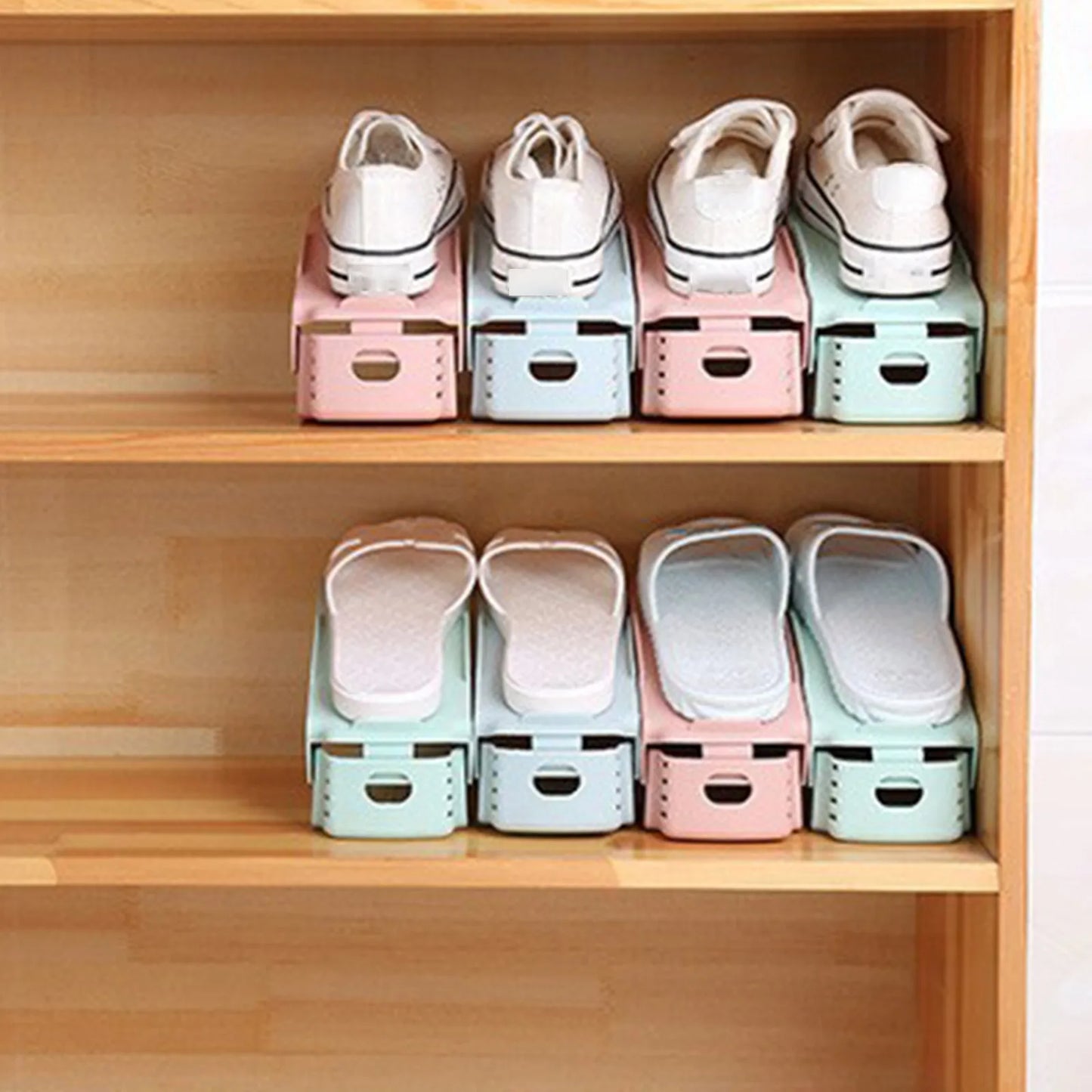 10-Piece Adjustable Double-Layer Shoe Rack