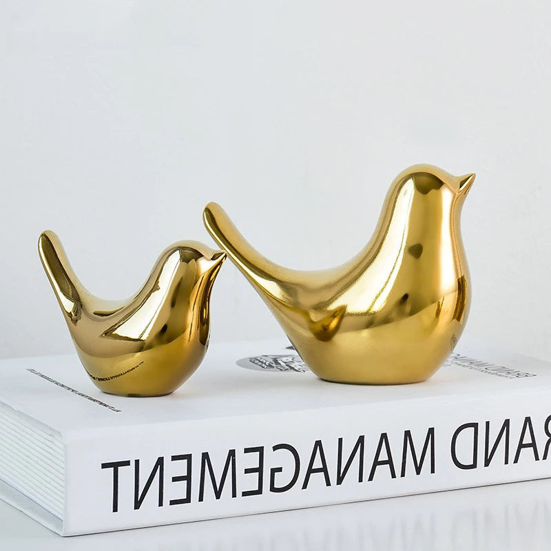 Nordic Gold Ceramic Bird Figurine