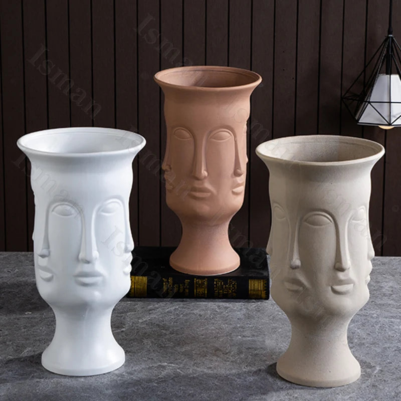 Nordic Human Face Ceramic Vase