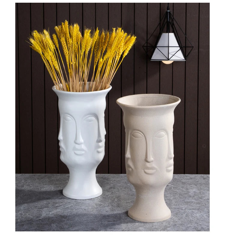 Nordic Human Face Ceramic Vase