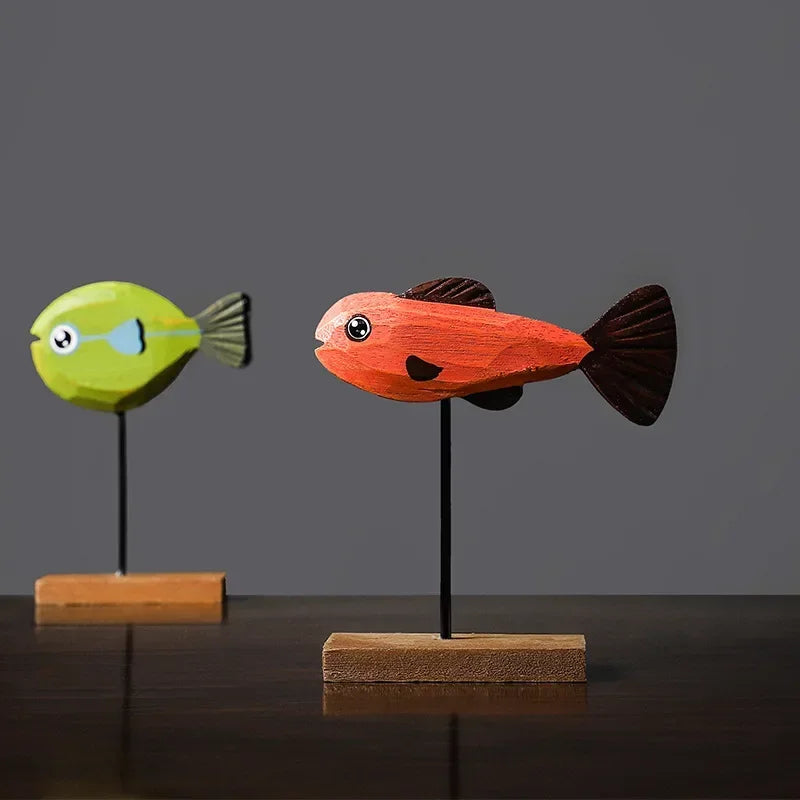 Living Room & Bedroom Colorful Wooden Fish Statue