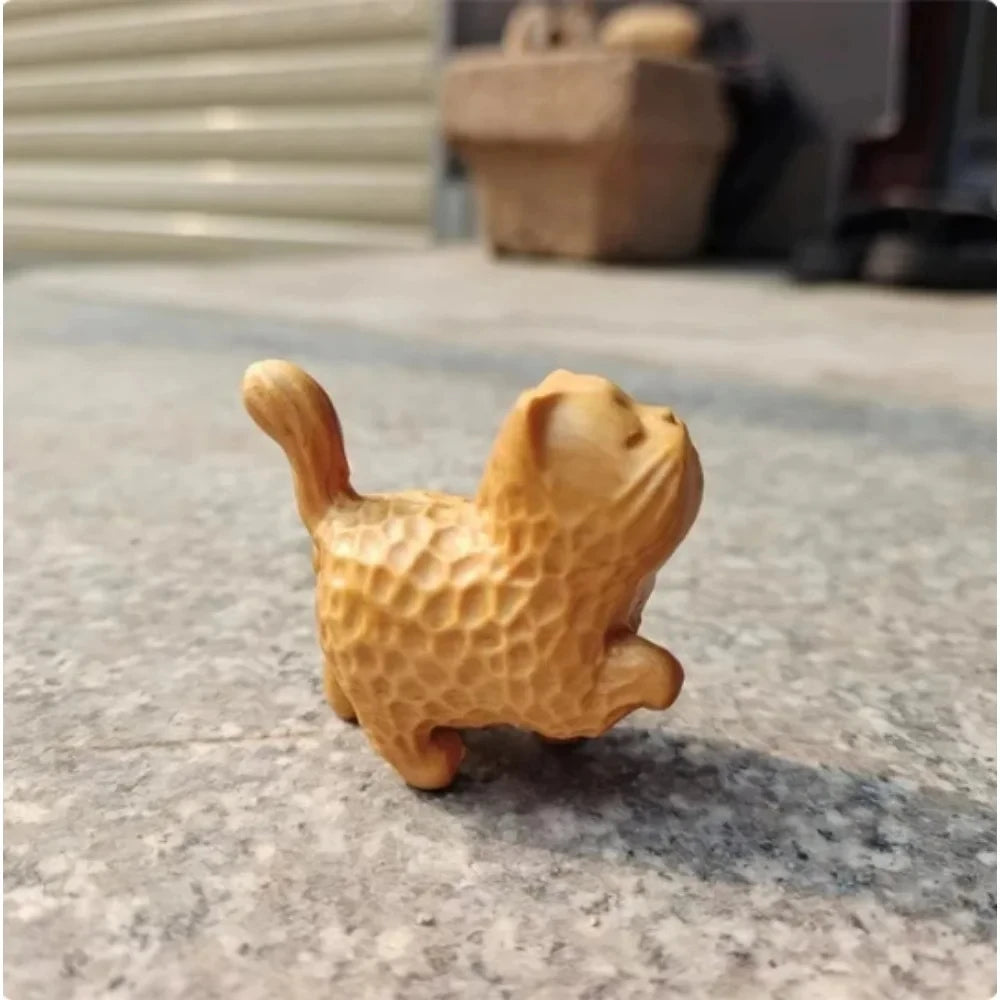 Handcrafted Wooden Cat Figurine