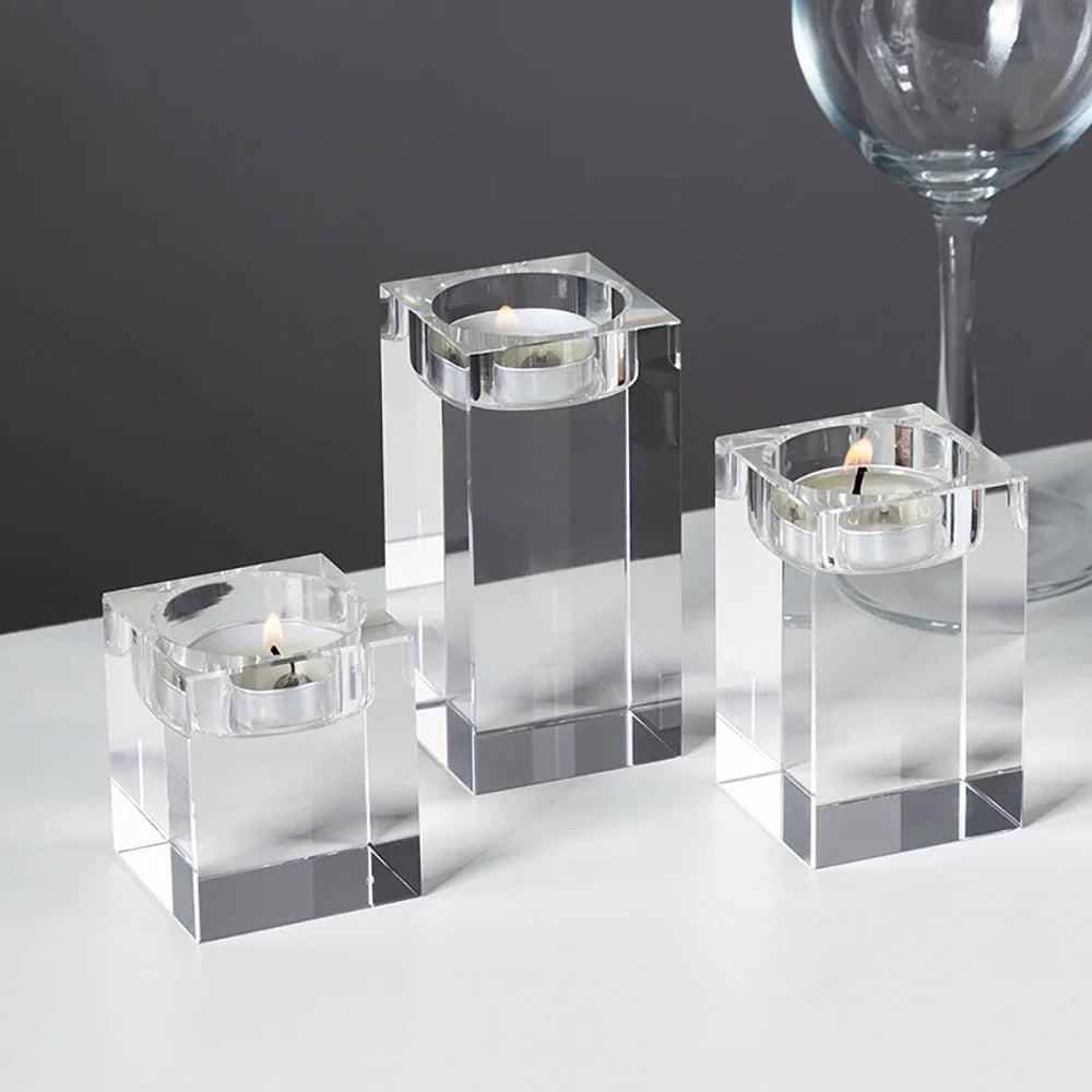 Crystal Glass Romantic Candle Holders