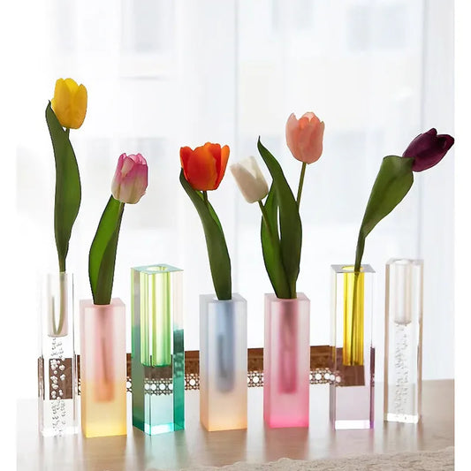 Elevate your space with our Colorful Geometric Acrylic Vase. Premium acrylic, vibrant colors, perfect for modern decor and floral arrangements.