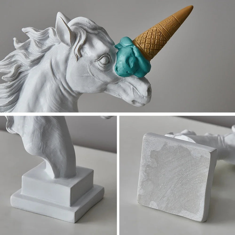 Resin Ice Cream Unicorn Sculpture