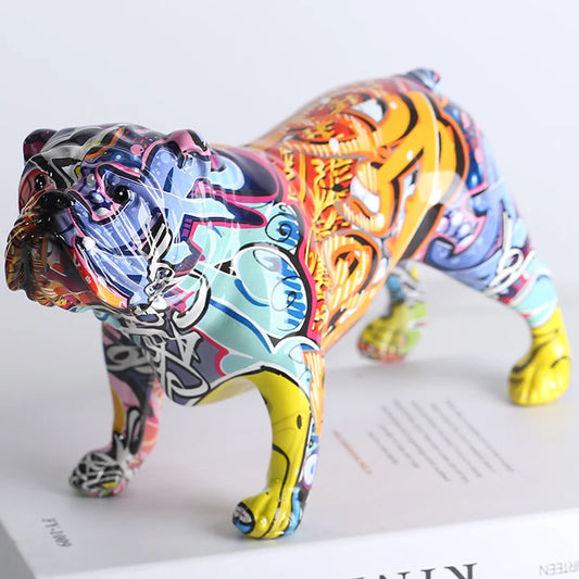 Elevate your decor with the Graffiti English Bulldog and Chihuahua Resin Statues. Featuring bold, vibrant designs from water transfer techniques, each hand-painted statue is unique. These eye-catching pieces add modern art flair to any space.