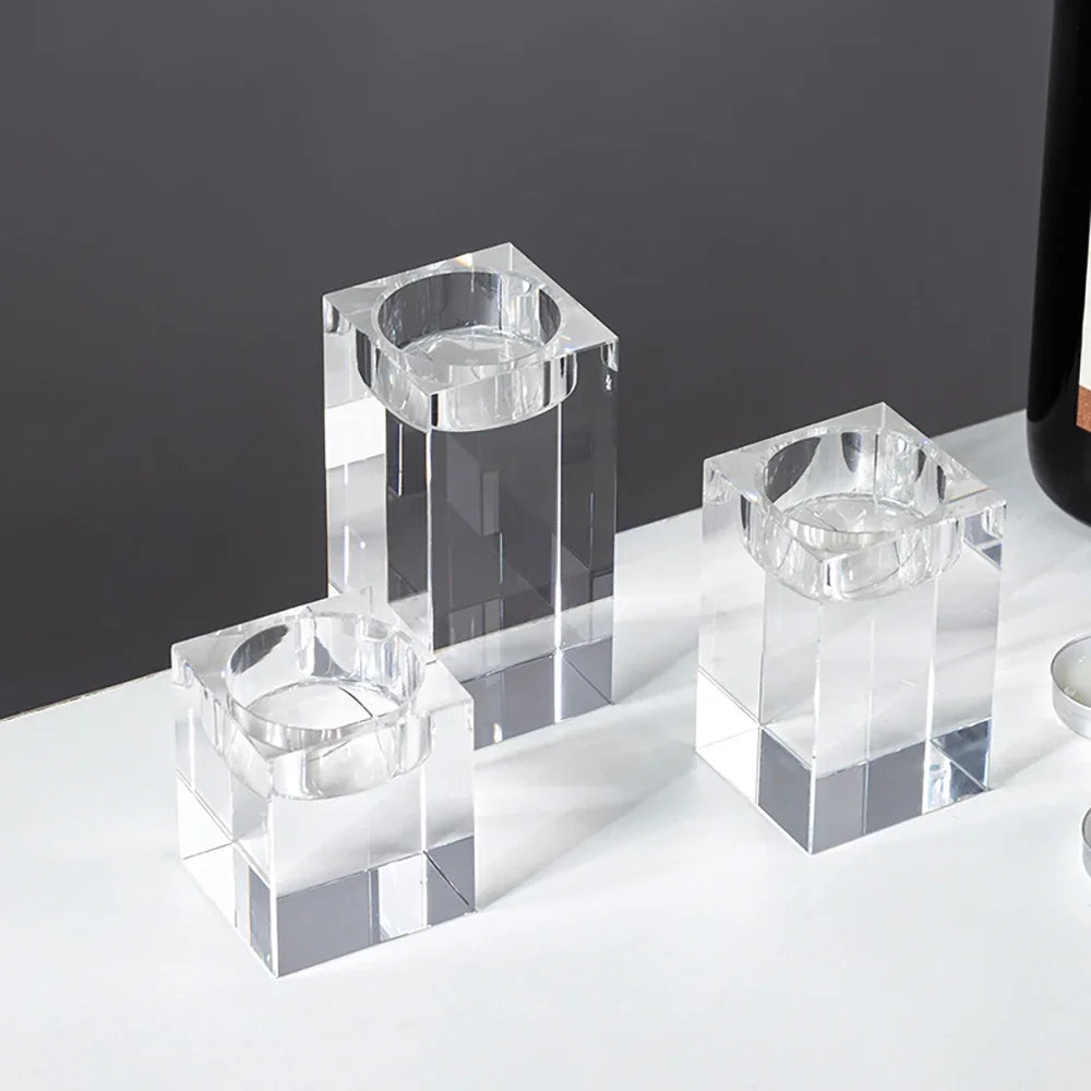 Crystal Glass Romantic Candle Holders