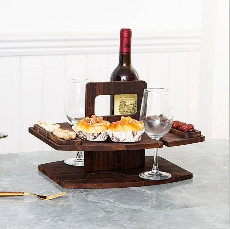 Wooden Wine and Glass Holder and Charcuterie Board