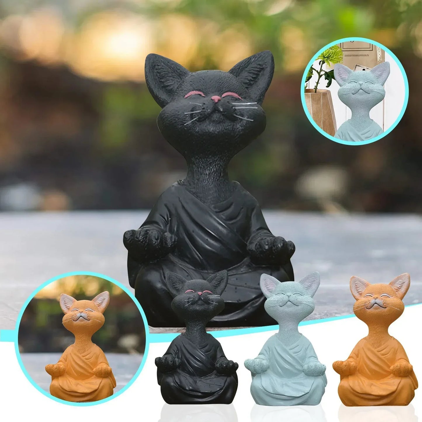 Whimsical Meditating Buddha Cat Figurine