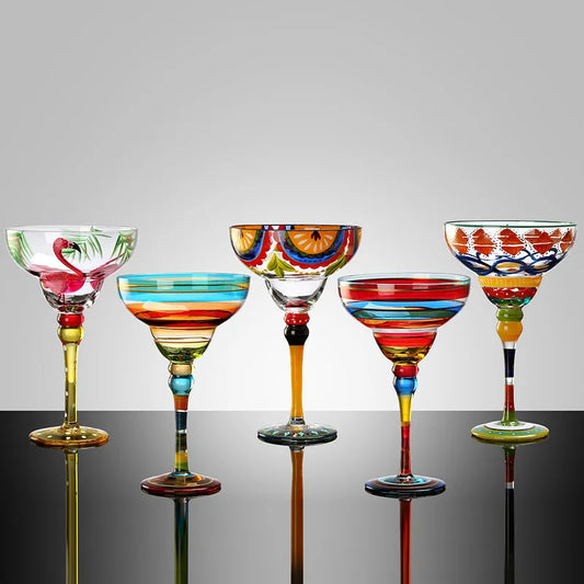 Discover elegance with our Hand-Painted Margarita Wine Glass, crafted from durable crystal for a premium cocktail experience.