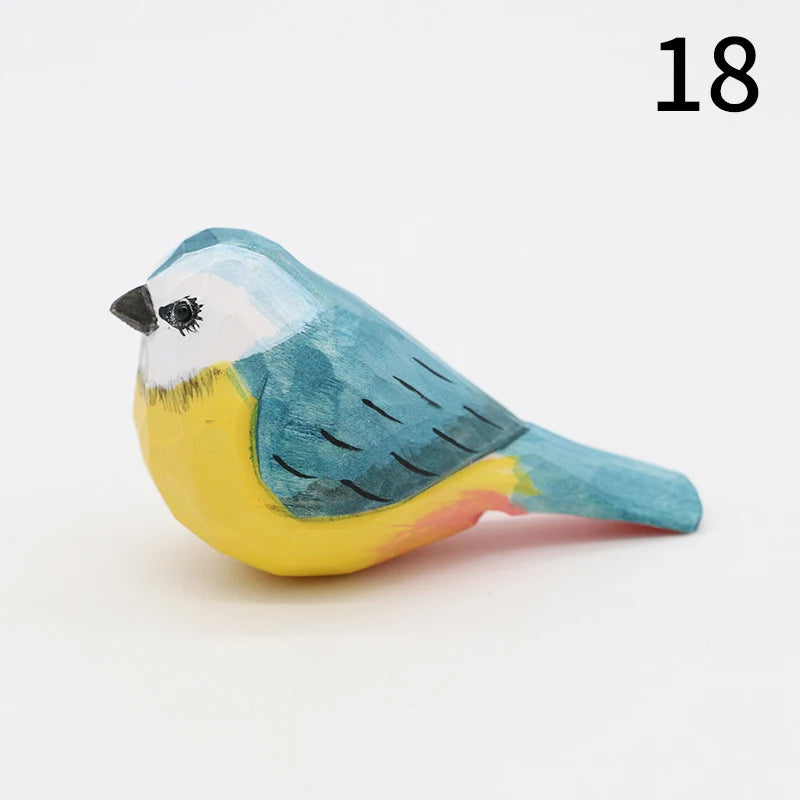 Hand-Carved Wooden Bird Figurine Ornament