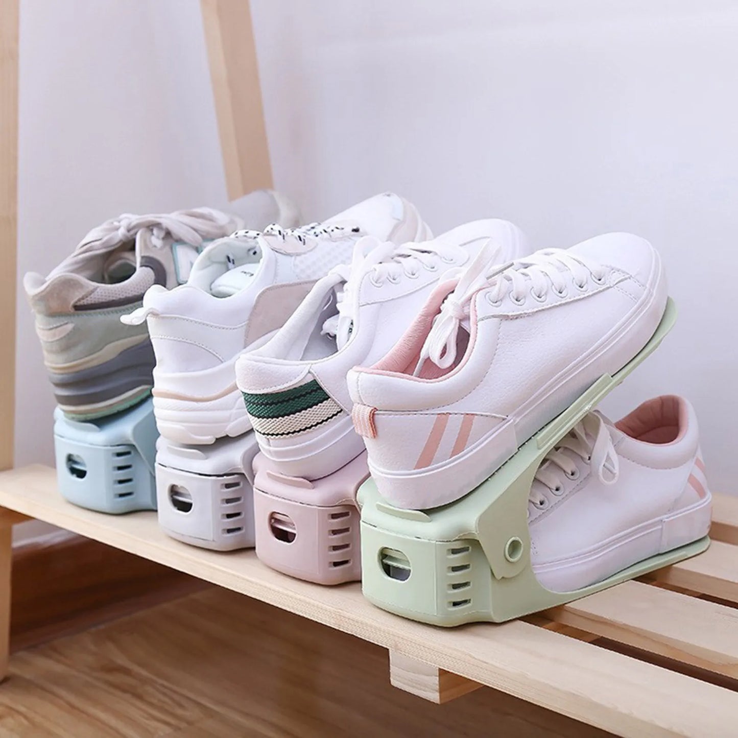 10-Piece Adjustable Double-Layer Shoe Rack