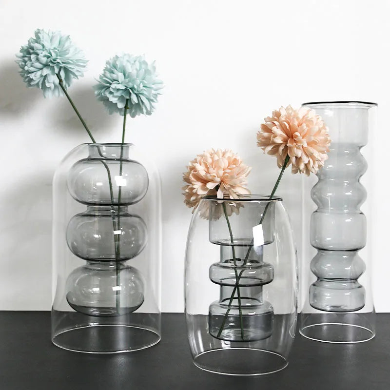 Stylish Double Glass Vase Set