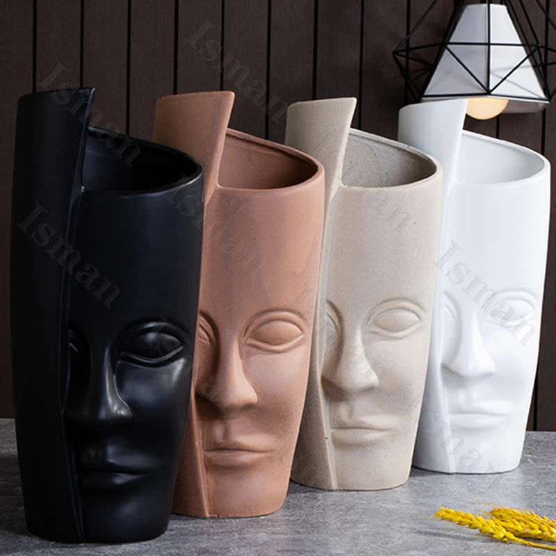 Nordic Human Face Ceramic Vase