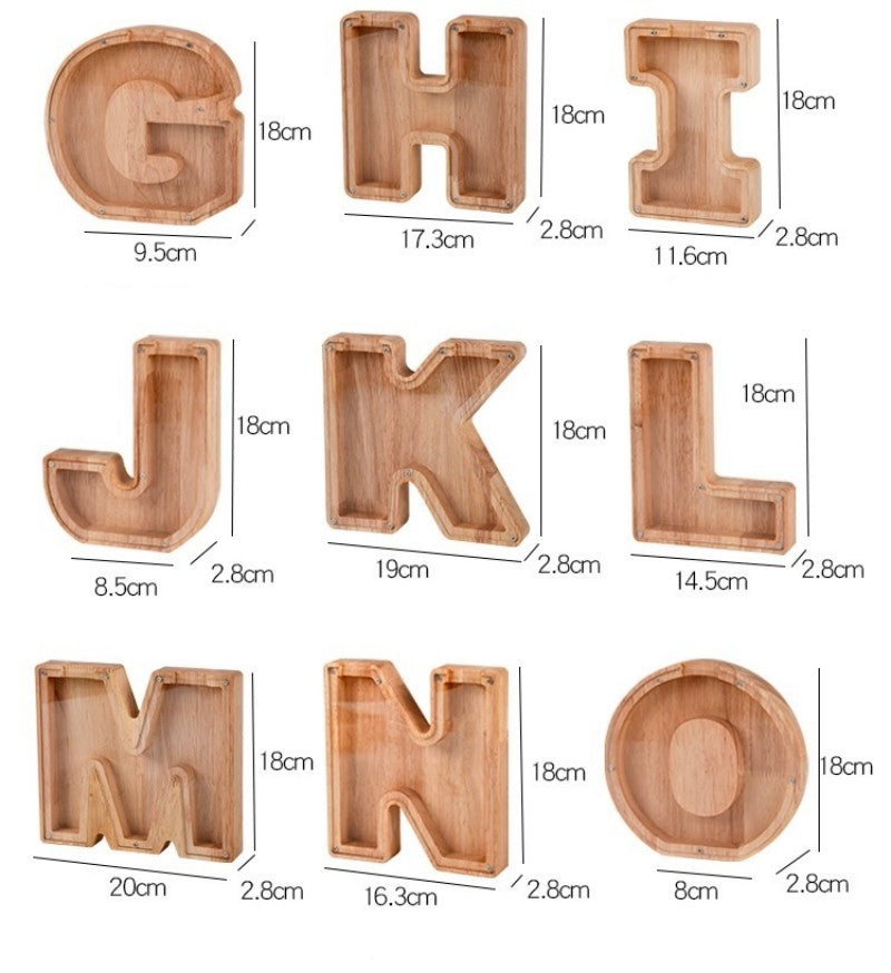 Wooden Alphabet Piggy Bank