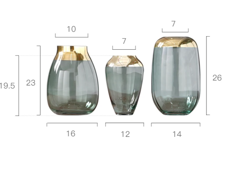 Luxury Glass Vase With Gold Rim